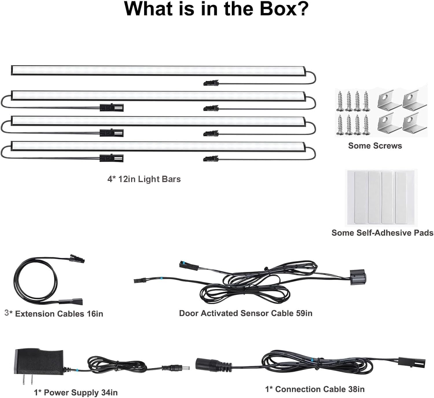 Martronic Door Activated Safe Light Kit, Multiple Packs 12 Inch 5000K Black Led Safe Lighting Kit with Power Adapter, Self-Adhesive - Ideal for Safes, Closets, and Pantries