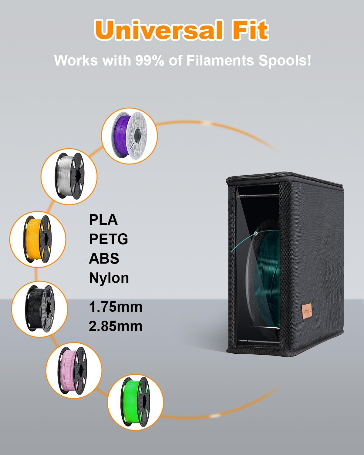 Martronic 3D Printer Filament Dryer & Active Feeder | Print-While-Drying Spool Holder | 25W Continuous Silent Filament Warmer | Optimized for PLA/PETG/TPU | Dust-Proof & Portable