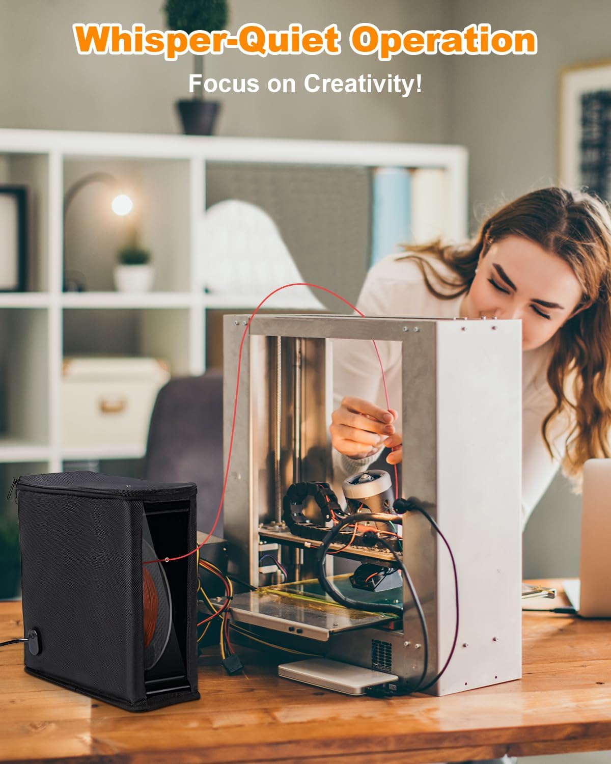 Martronic 3D Printer Filament Dryer & Active Feeder | Print-While-Drying Spool Holder | 25W Continuous Silent Filament Warmer | Optimized for PLA/PETG/TPU | Dust-Proof & Portable