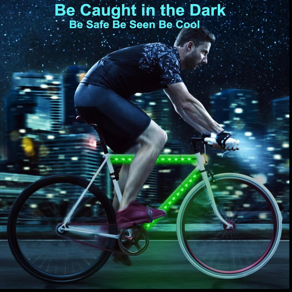 2 Pcs 16in Bike Lights for Night Riding with Battery Box, Lots Flashing Modes App Control RGB Skateboard Lights for Festivals, Safety & Style