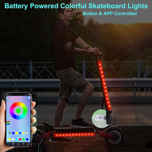 2-Pack Bike Lights for Night Riding, 47 Flashing Modes Colorful Smart Scooter Lights with Battery Box, Fun Safety & Style Electric Skateboard Lights