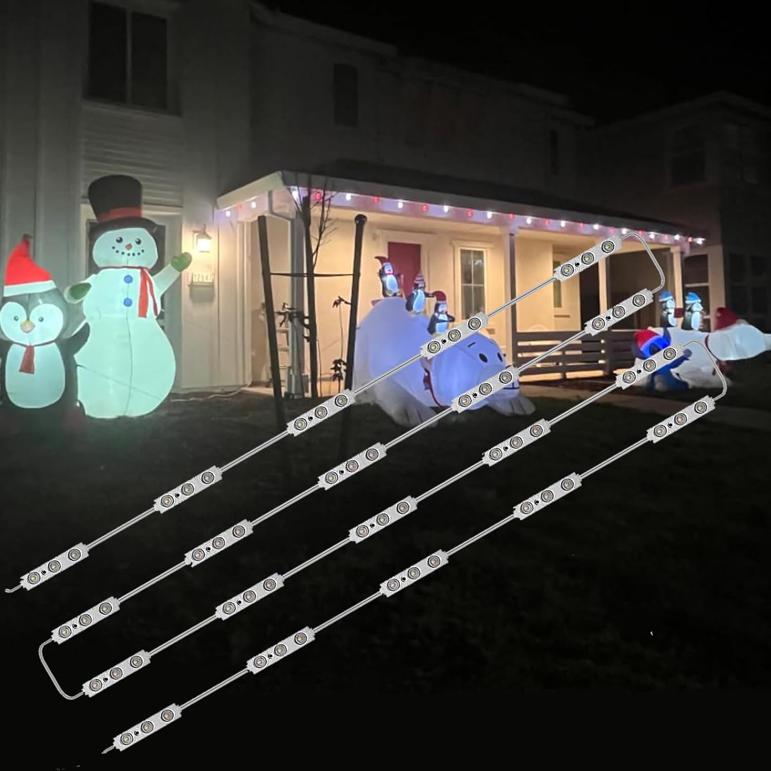 12V White Replacement Lights for Inflatables with Self Adhesive Pad 20Pcs 3 LED - Ideal for Yard Holiday Inflatables, Christmas Blowups