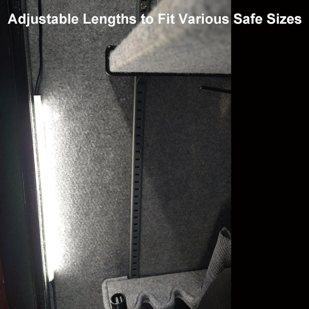 Martronic Door Activated Safe Light Kit, Multiple Packs 12 Inch 5000K Black Led Safe Lighting Kit with Power Adapter, Self-Adhesive - Ideal for Safes, Closets, and Pantries