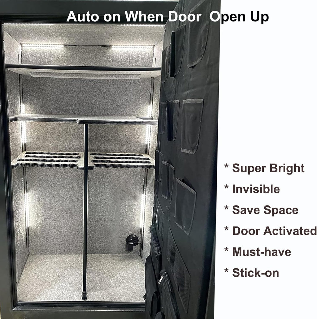 Martronic Door Activated Safe Light Kit, Multiple Packs 12 Inch 5000K Black Led Safe Lighting Kit with Power Adapter, Self-Adhesive - Ideal for Safes, Closets, and Pantries