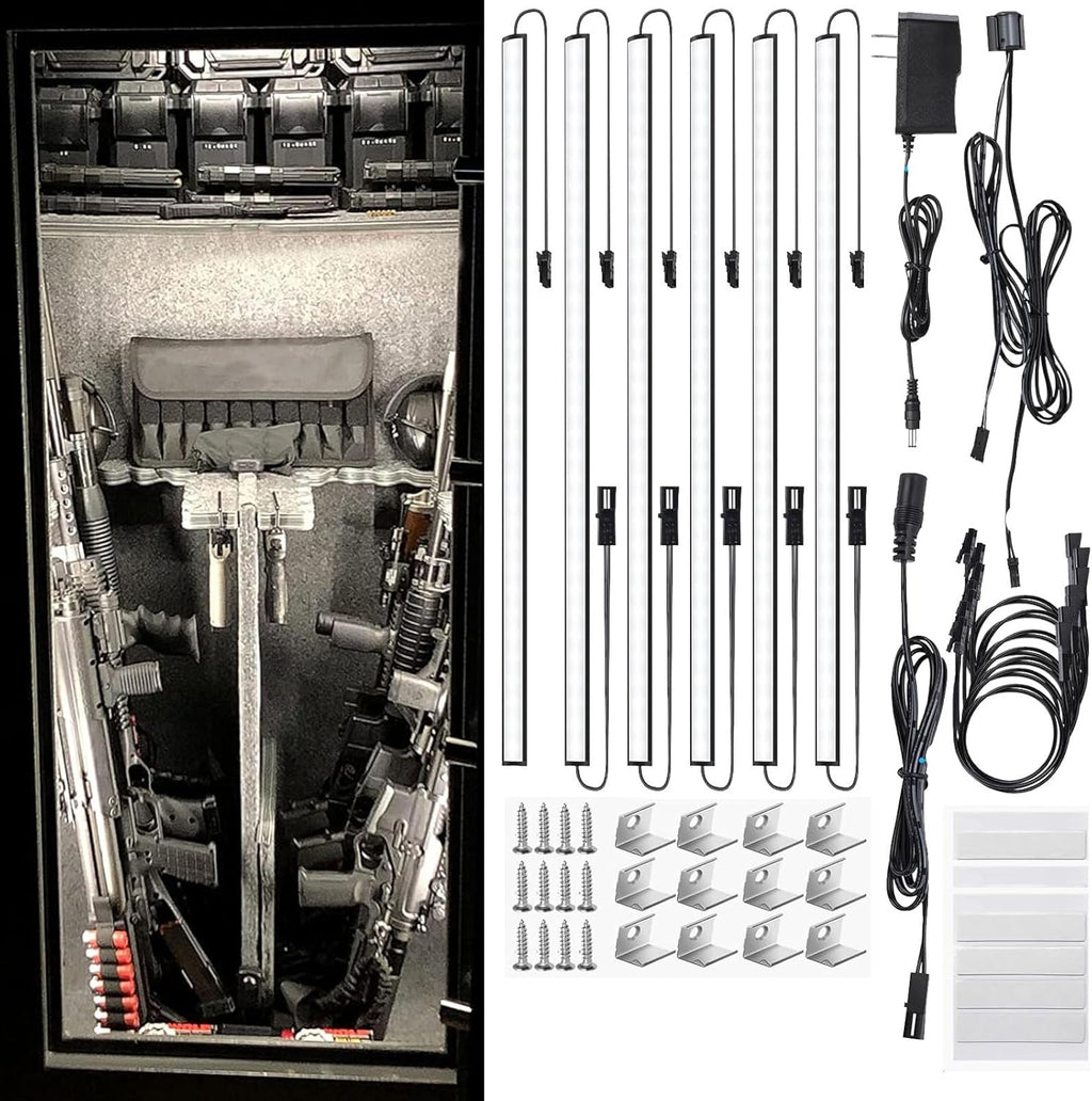 Martronic Door Activated Safe Light Kit, Multiple Packs 12 Inch 5000K Black Led Safe Lighting Kit with Power Adapter, Self-Adhesive - Ideal for Safes, Closets, and Pantries