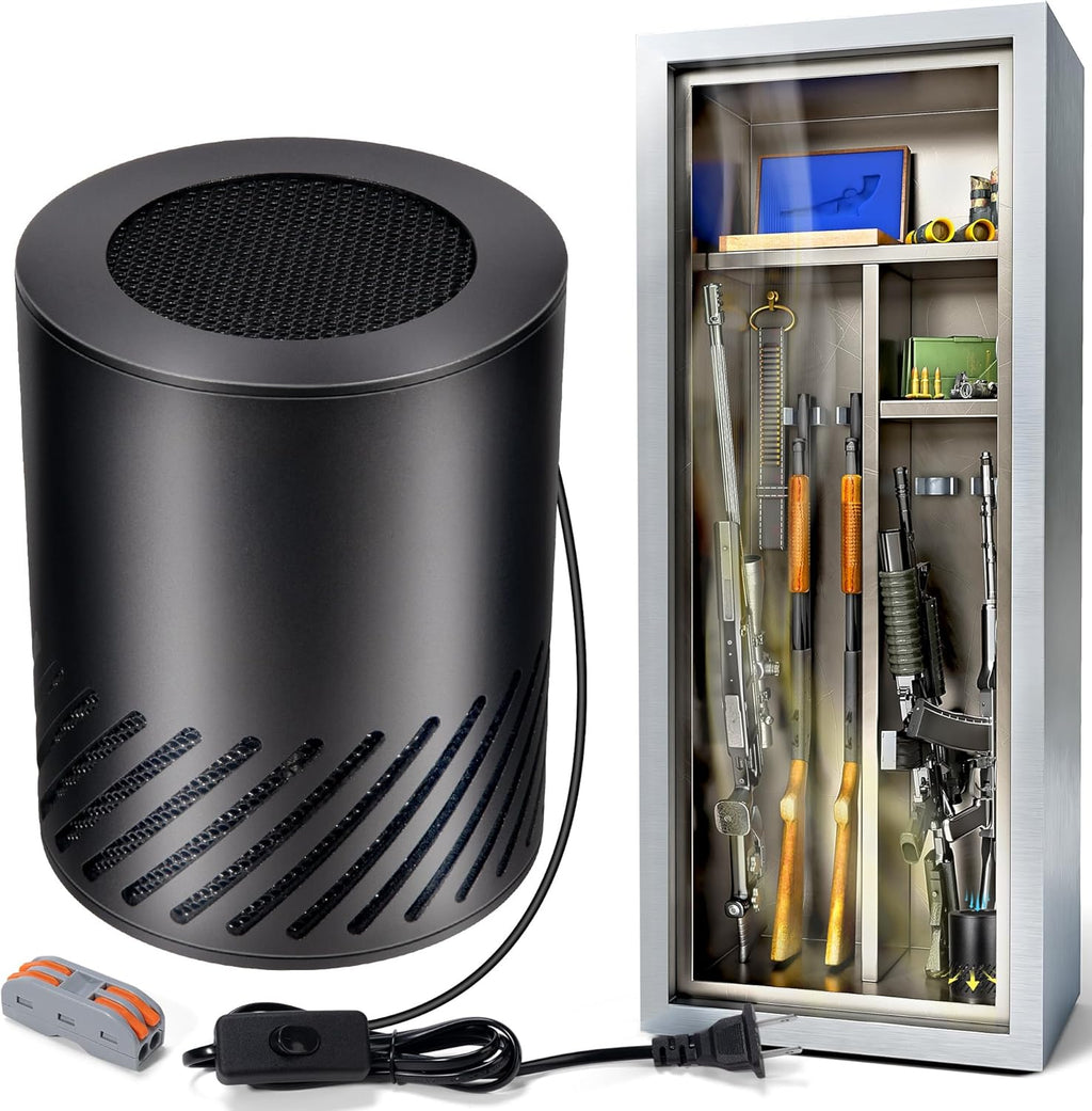 Gun Safe Dehumidifier Electric, Dehumidifier for Gun Safe Dryer, Plug in Gun Safe Heater, 360° Heating Circular Air with Built-in Fan